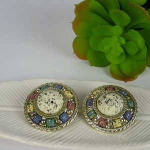 Vintage Faux Stone Clip earrings